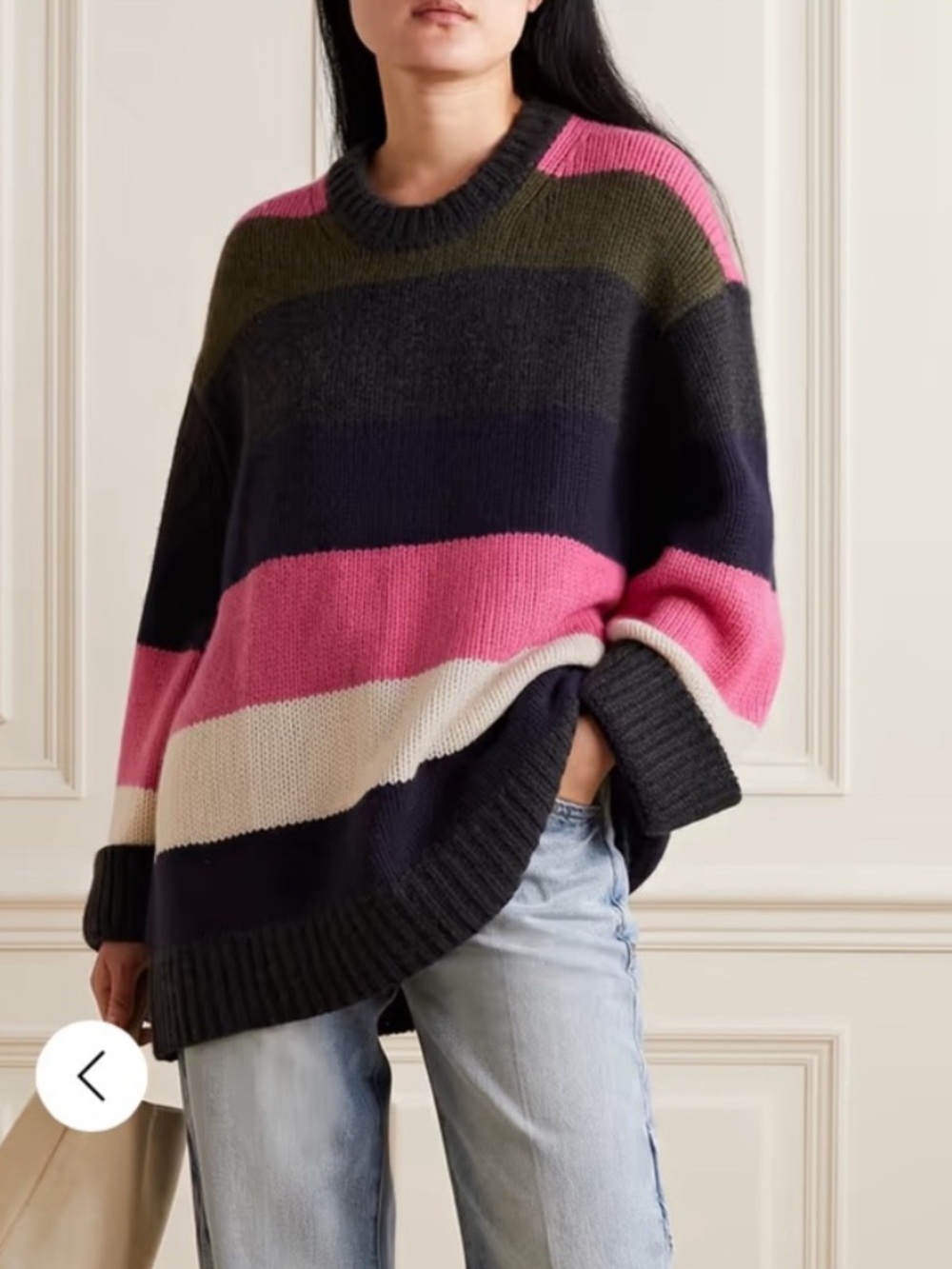 Khaite Jade Cashmere Sweater in Multicolor Stripe Size M